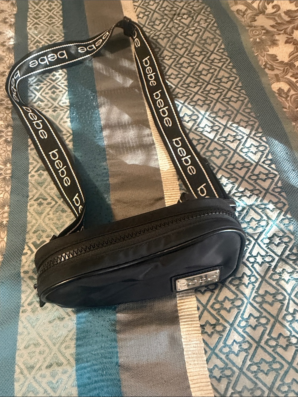 bebe Black Logo Strap Crossbody Belt Bag - Picture 3 of 3